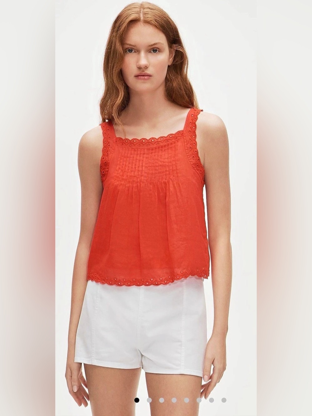 J.Crew Red Scallop Trim Top Size M NWT